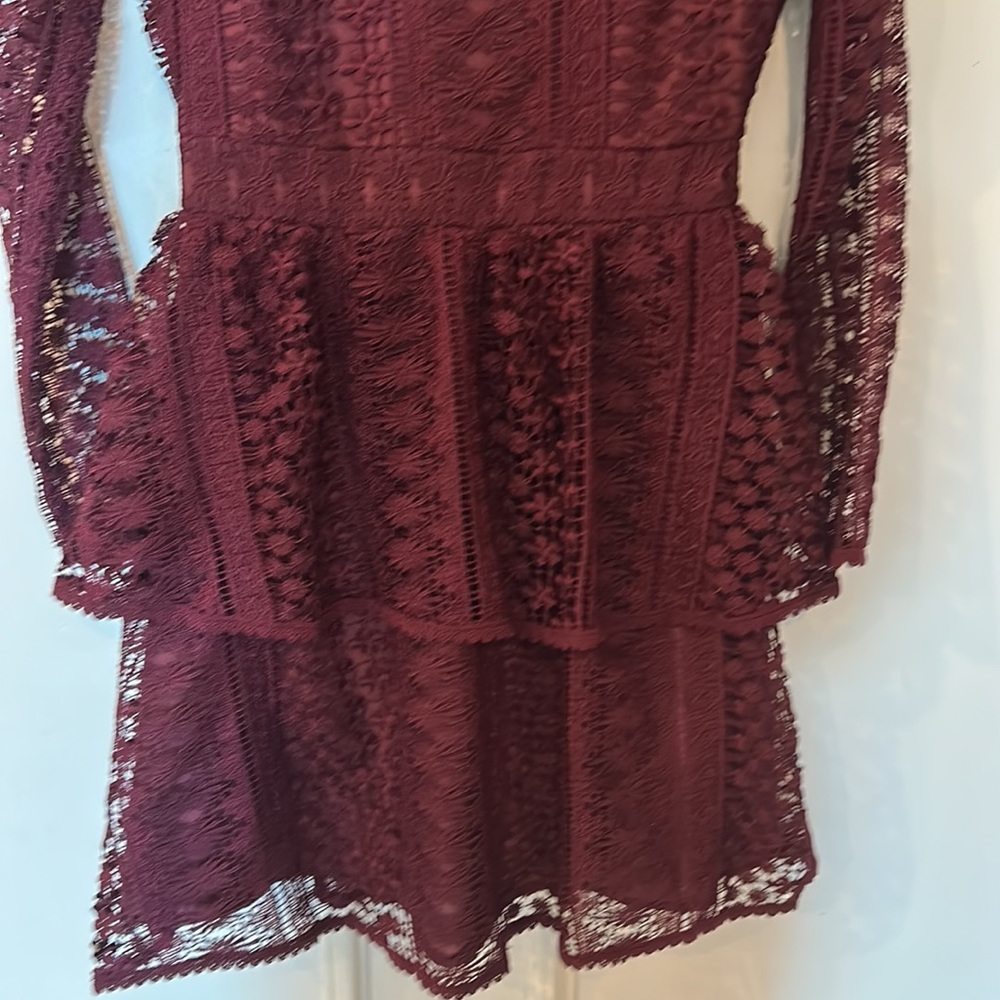 Cupcakes and Cashmere Symona Lace Dress, Malbec - Picture 3 of 6